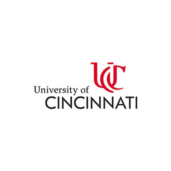 The university of cincinnati logo is red and black
