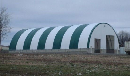 COVER-TECH DOME BUILDINGS fabric buildings 60' x 120' salt shed with 2 front doors