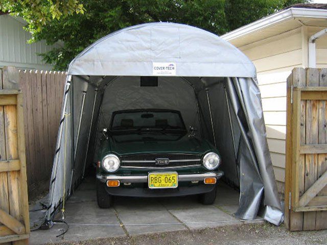 COVER-TECH INC. 10x20 ONE CAR OR SINGLE CAR FABRIC PORTABLE GARAGE SHELTER TOLL FREE: 1 888 325-5757