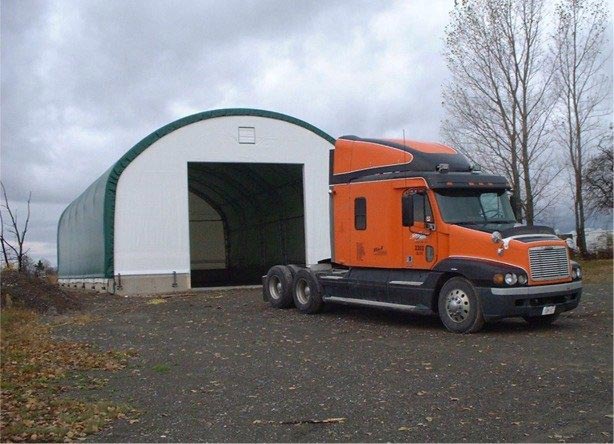 cover-tech inc. 32' x 60' trussed frame truck shop STRAIGHT WALL FABRIC BUILDINGS