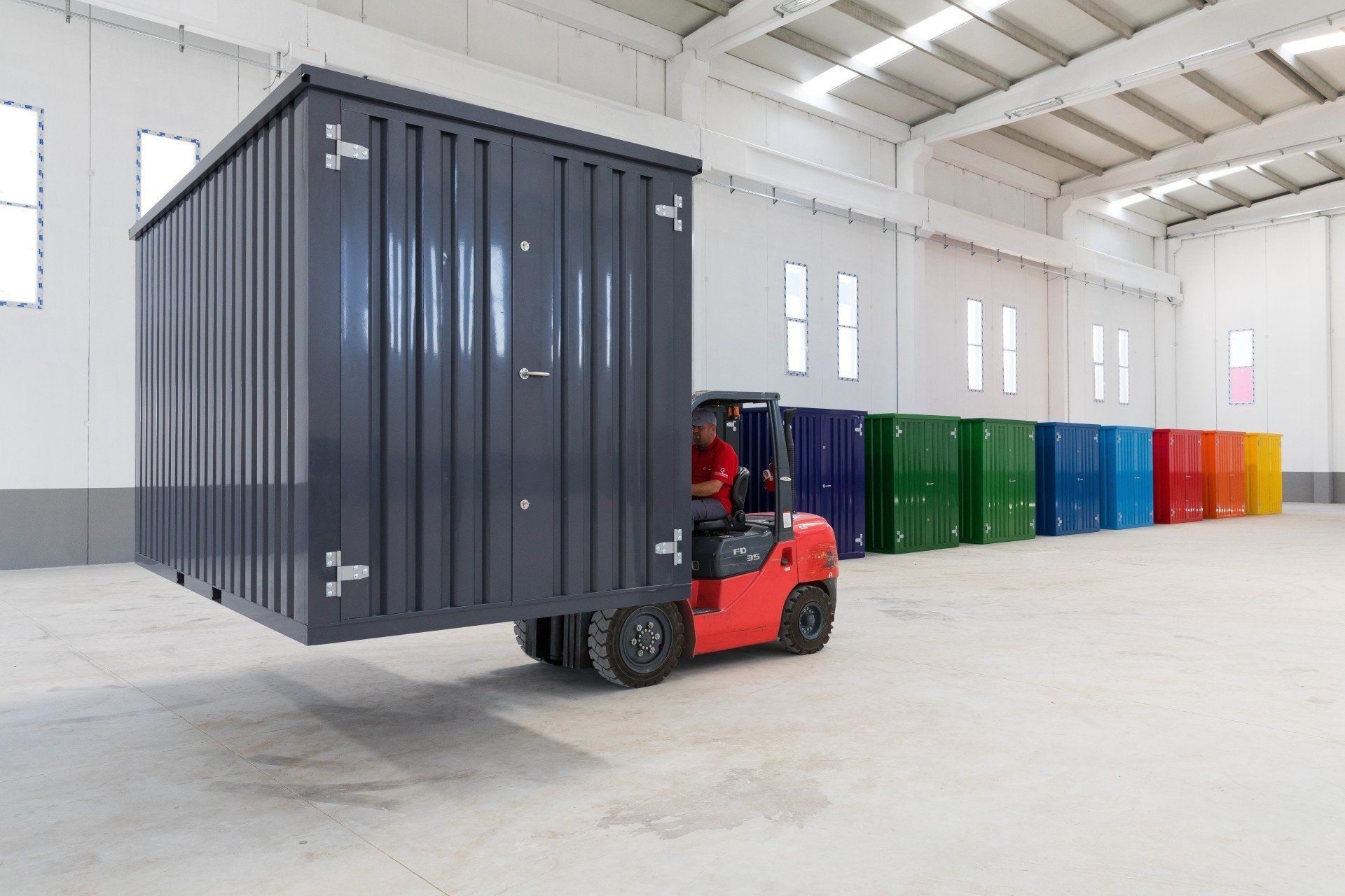 Factory portable storage container photo shoot