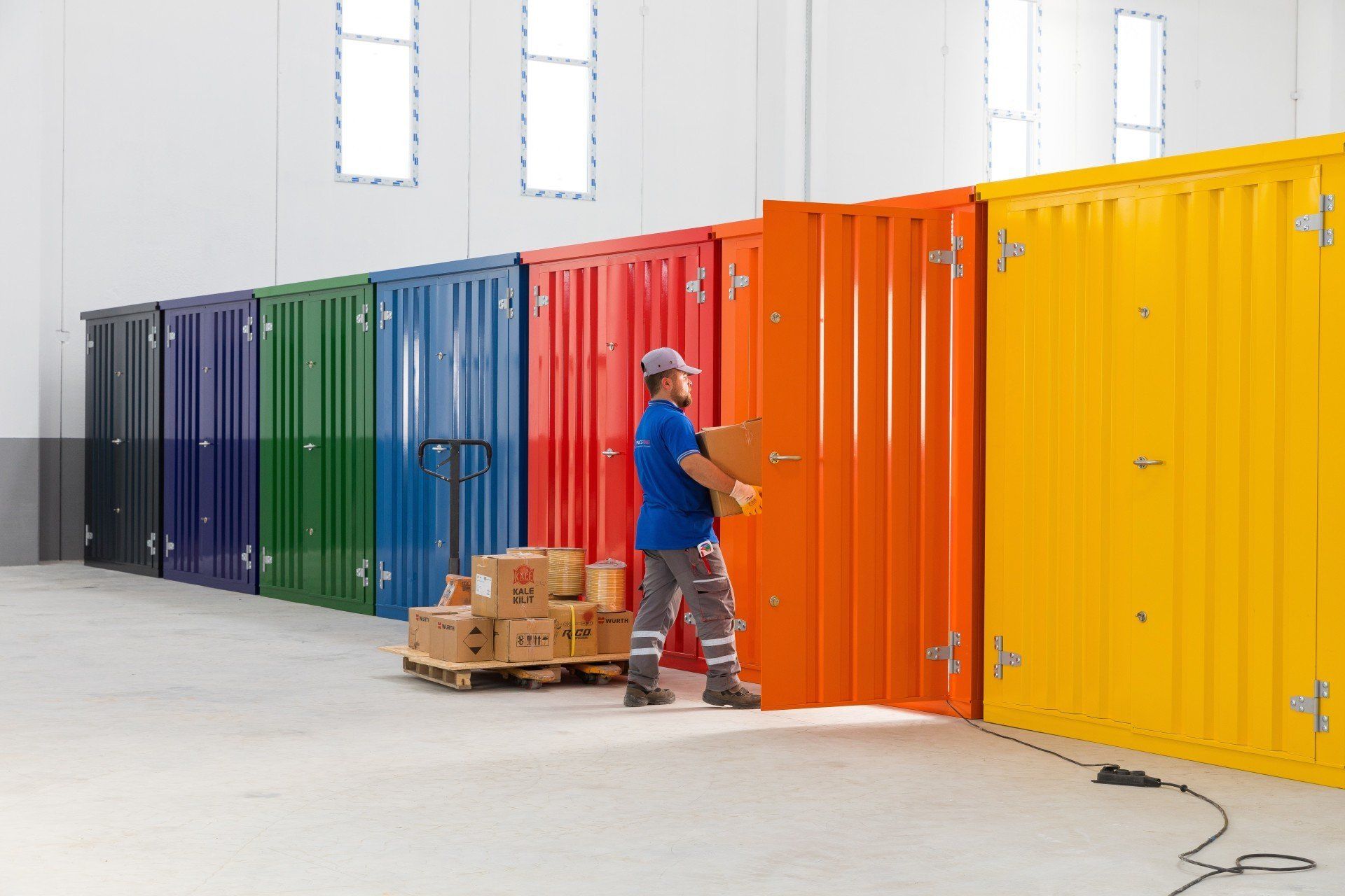 Many colors available on our portable storage containers