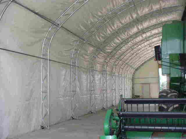cover-tech inc. Trussed frame straight wall fabric building with insulated membrane cover