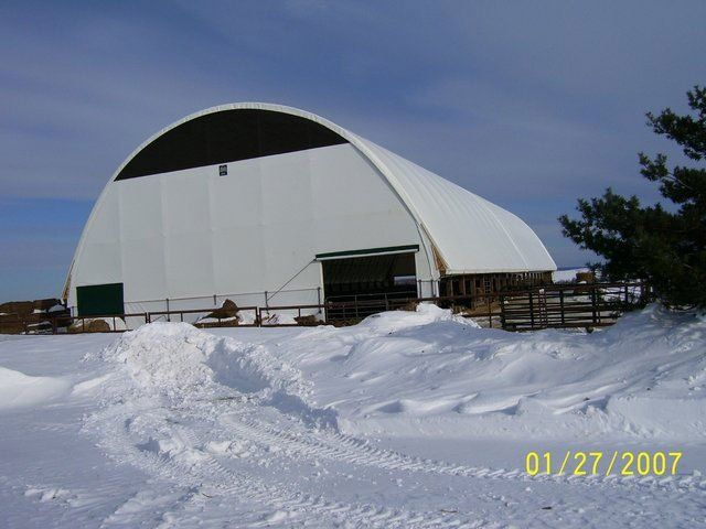 DOME BUILDINGS COVER-TECH fabric buildings 72' x 150' cattle barn