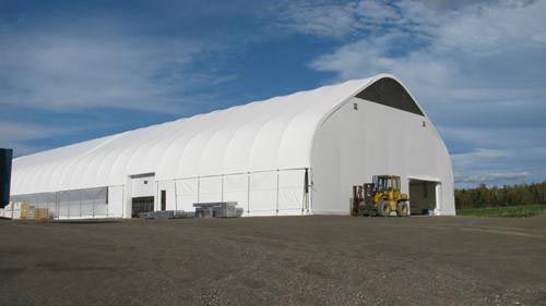 cover-tech inc. 72' x 300' dairy barn with roll up sides GOTHIC FABRIC BUILDINGS