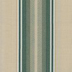 A close up of a green and white striped fabric on a beige background.