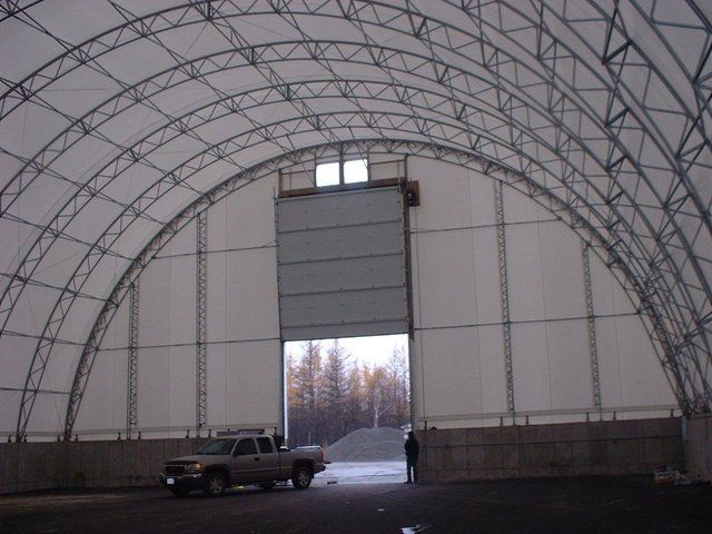 COVER-TECH DOME BUILDINGS fabric buildings 80' x 120' warehouse for salt storage