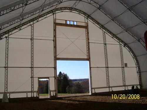 cover-tech inc. Inside of 72' wide riding arena GOTHIC FABRIC BUILDINGS