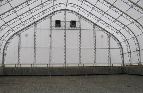 cover-tech inc. 80' x 110' salt and sand storage GOTHIC FABRIC BUILDINGS