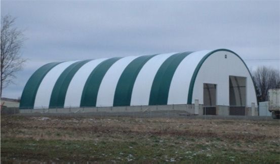 DOME BUILDINGS fabric buildings 60' x 120' salt shed with 2 front doors