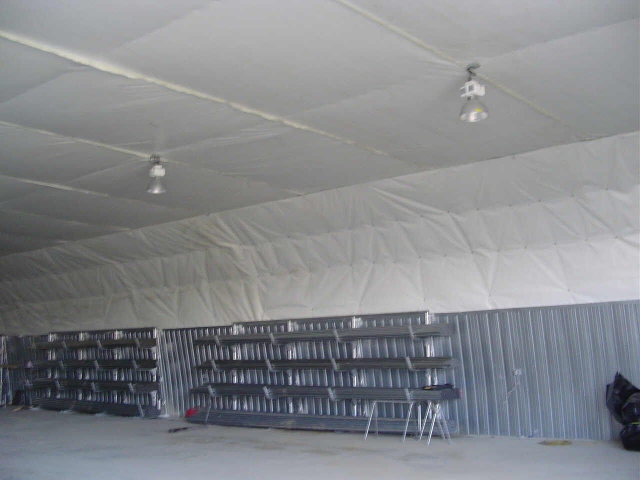 Picture of the inside of our 72' x 160' Insulated Gothic style welding shop