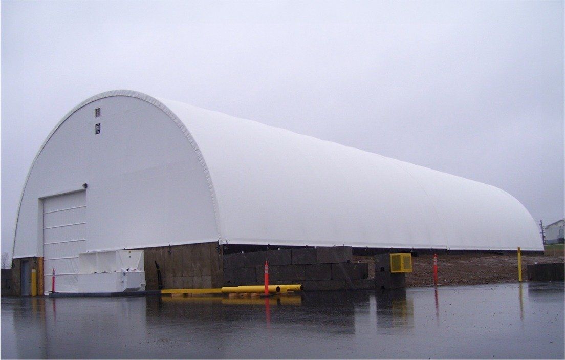 cover-tech inc.  60' x 200' replacement building cover with end walls and fabric door