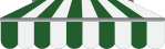 A green and white striped awning on a white background.