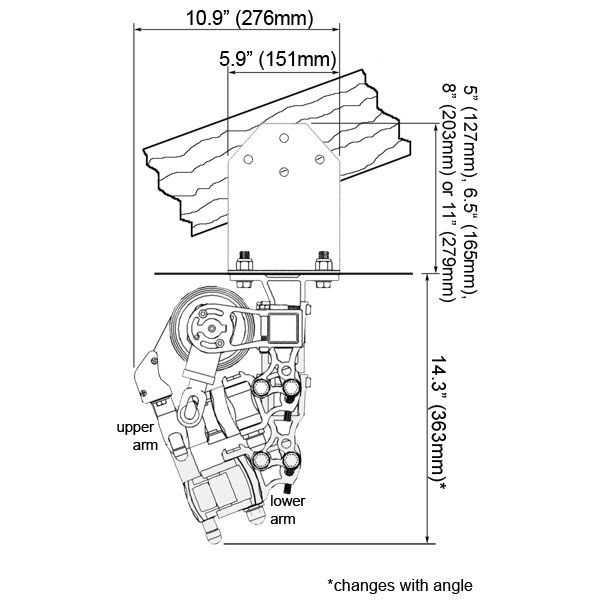 ADALIA X3M EXTENDA™ installation under overhang with rafter brackets