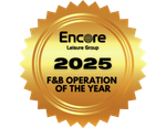 A gold seal award badge for Encore Leisure Group, 