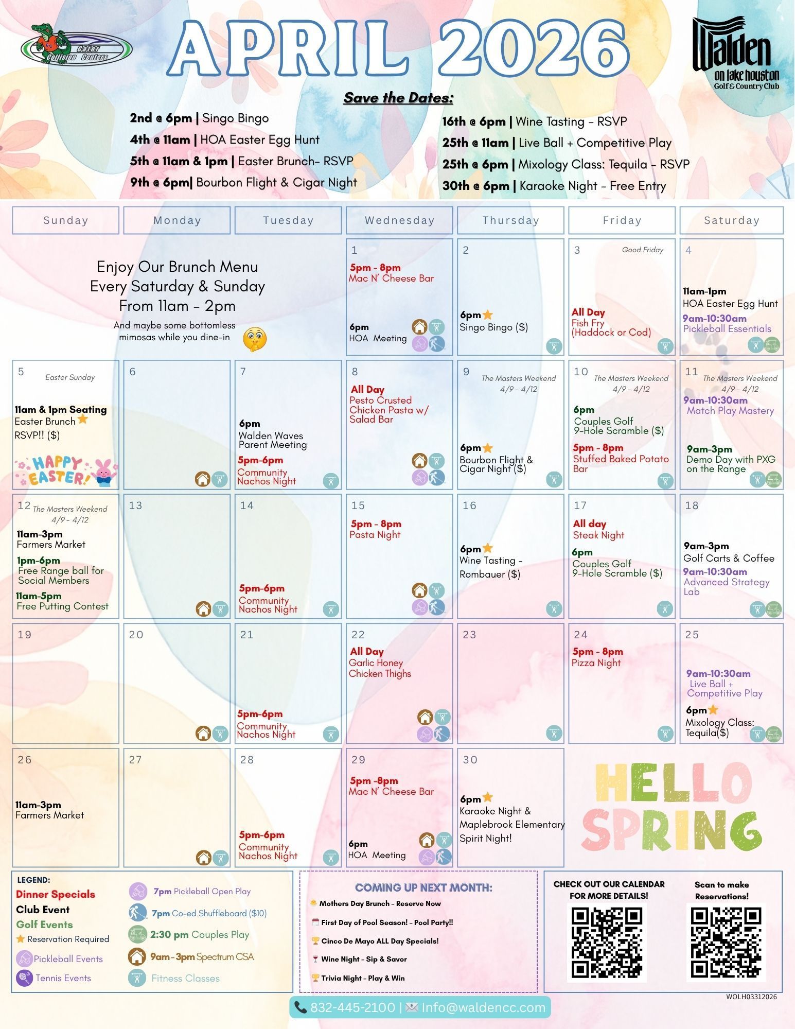 April Calendar of Events!