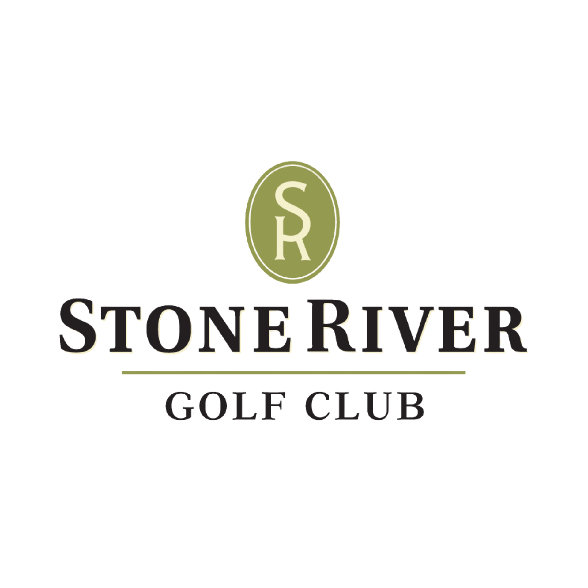 Stone River Golf Club logo: oval with 