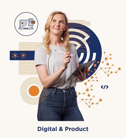 Digital & Product recruitment specialist holding a pen