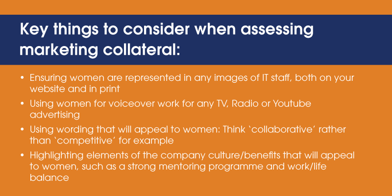 A poster that says key things to consider when assessing marketing collateral