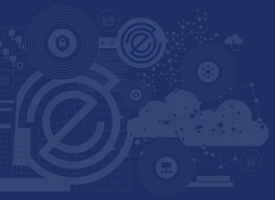 It is a blue background with a lot of circles and clouds.