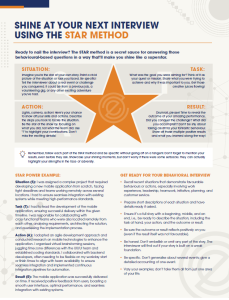 A poster that says shine at your next interview using the star method