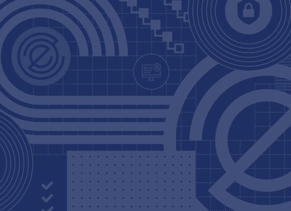 A blue background with a lot of circles and lines on it.