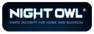 Night Owl video security logo with white text on a dark blue background.