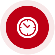 A red circle with a white clock inside of it.