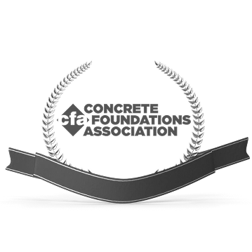 A black and white logo for the concrete foundations association