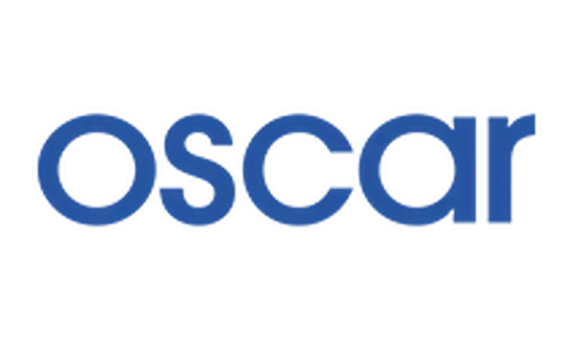 A blue oscar logo on a white background