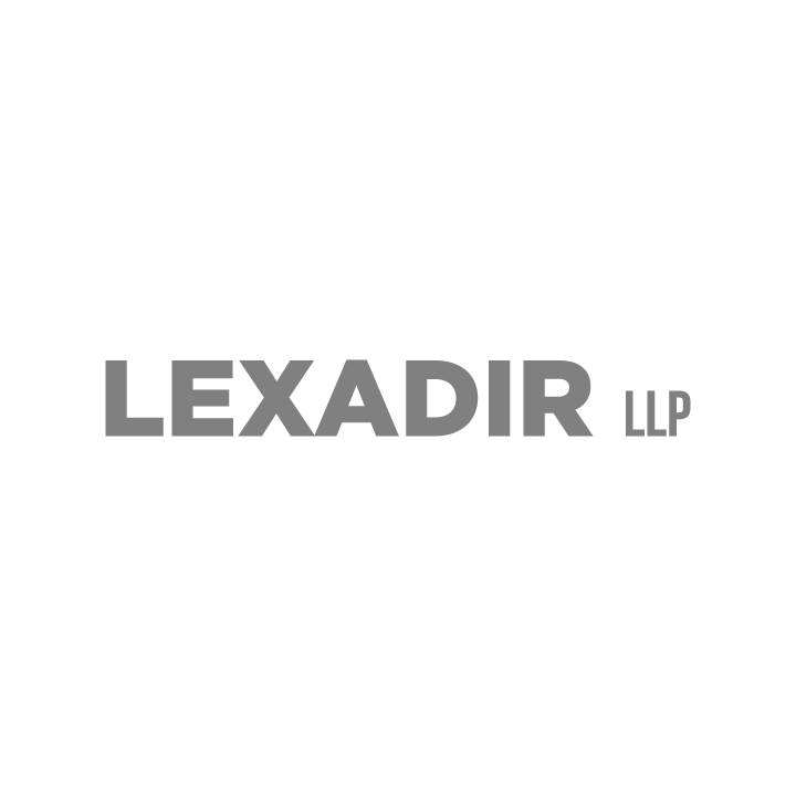Lexadir LLP logo in gray text on a white background.