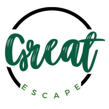Great Escape logo: Green cursive 