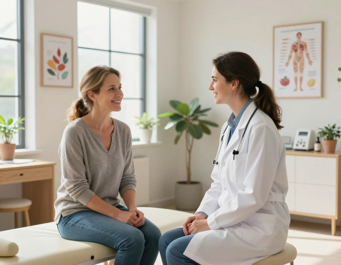 Patient and provider in a welcoming functional medicine clinic
