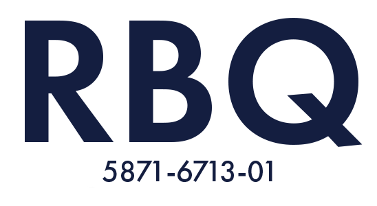 Logo RBQ bleu foncé avec le numéro 5871-6713-01 en dessous