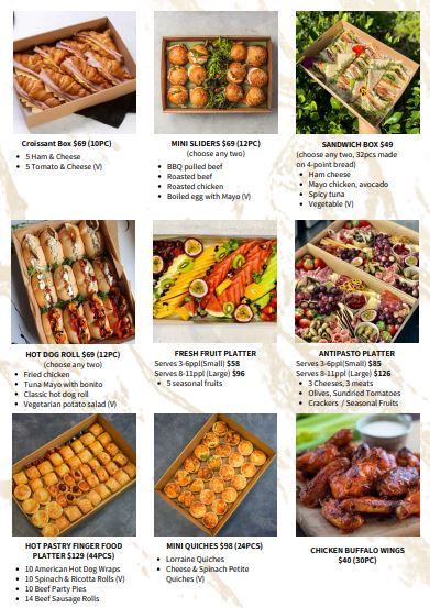 There are many different types of food in these boxes.