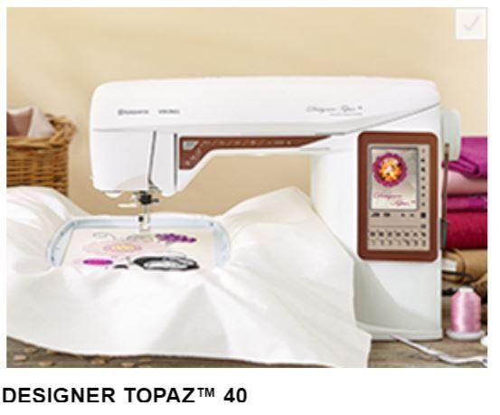 Un'immagine di una macchina da cucire topaz 40 di design