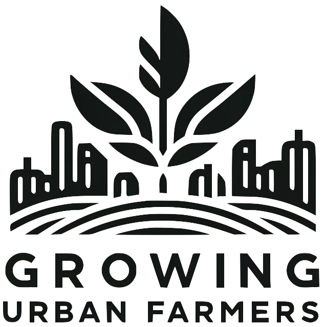 A black and white logo for growing urban farmers