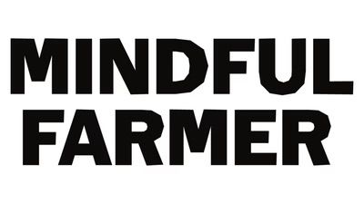 The logo for mindful farmer is black and white and says `` mindful farmer ''.