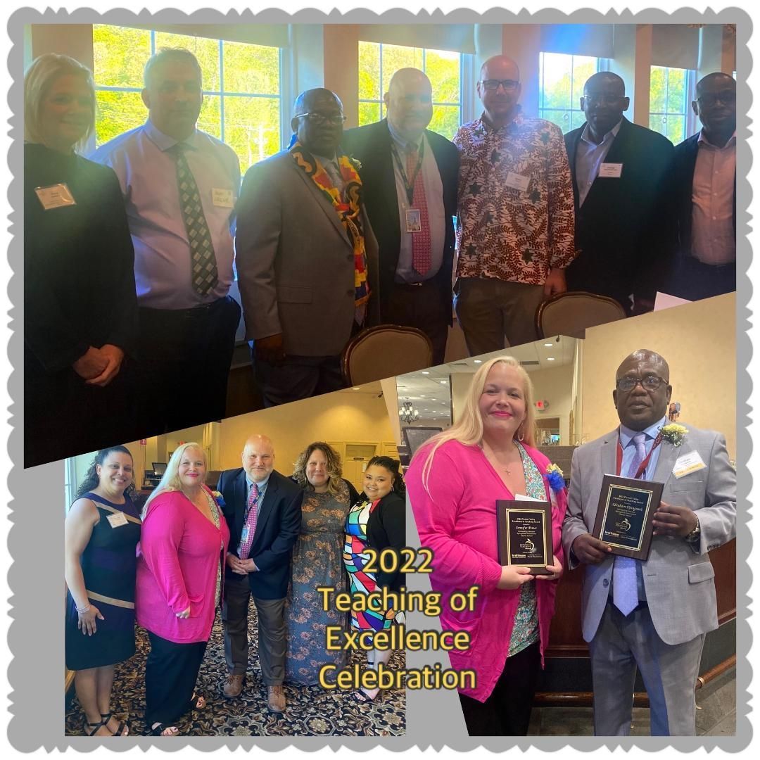 A group of people are posing for a picture at the 2022 teaching of excellence celebration