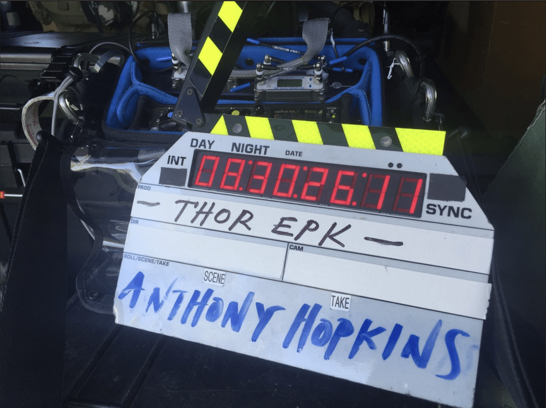 A clapper board with the name anthony hopkins on it