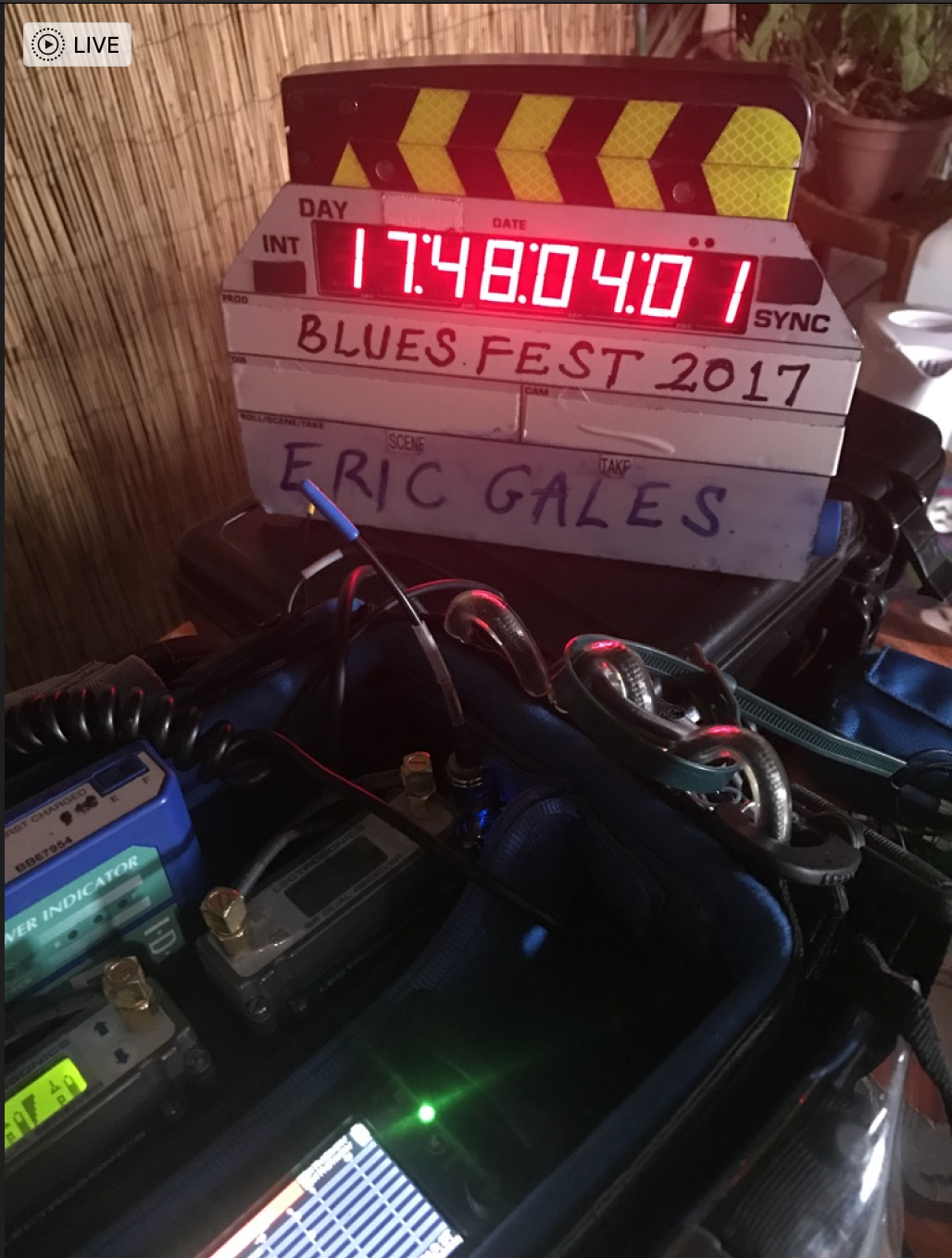 A clapper board that says blues fest 2017 on it