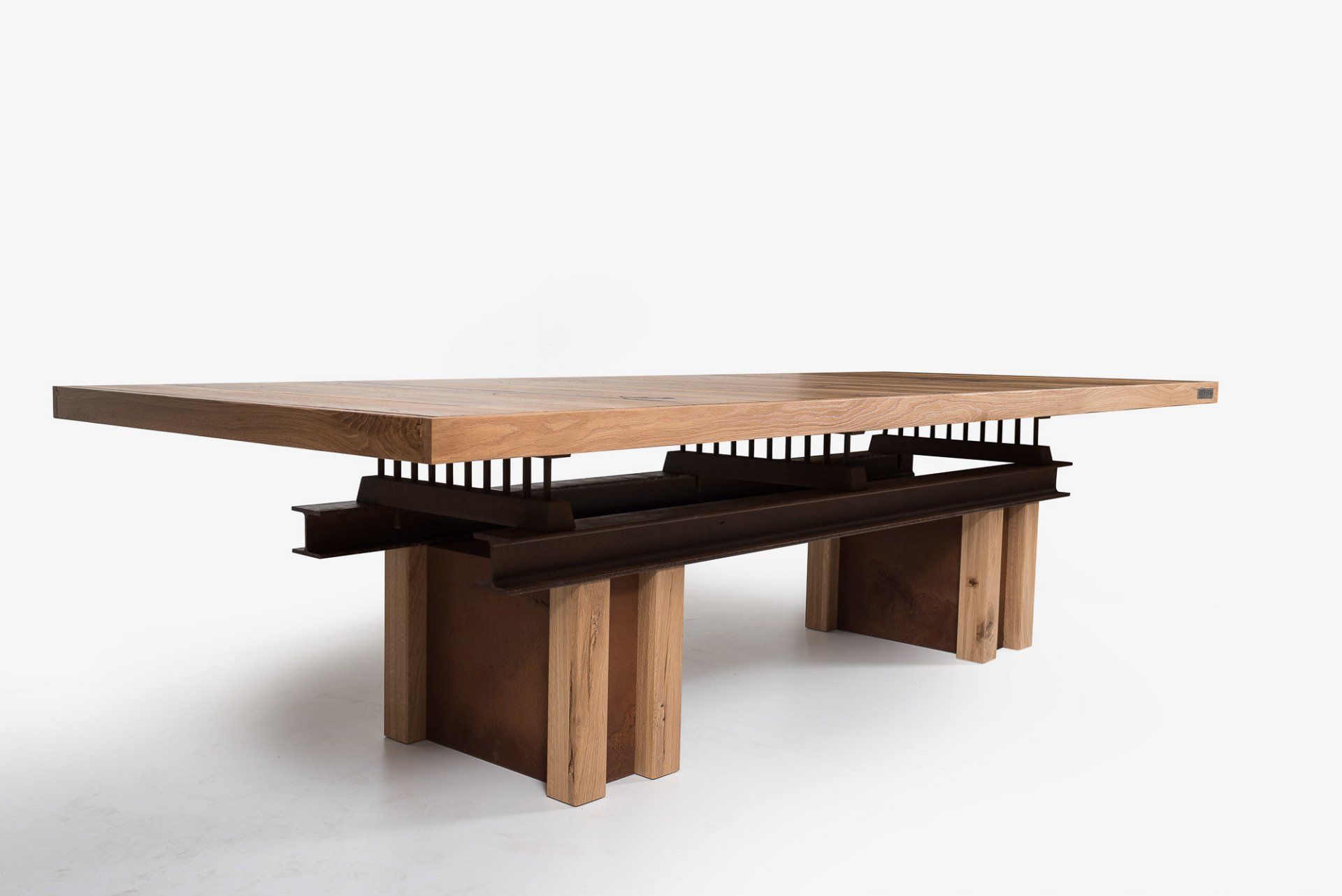 Der HEINISCH - Stahlträgertisch, Tisch, Thementisch,  HEINISCH Table,  Steel girder frame, luxury, Möbelmanufaktur, Heinisch Manufactory, modern, Tabletop, French maser ash