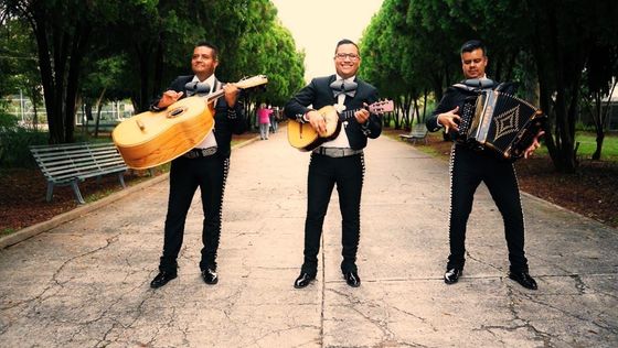Instrumentos de mariachi en una presentación