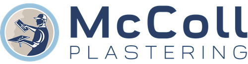 Logo for McColl Plastering: a painter in a circle logo, with the company name below.