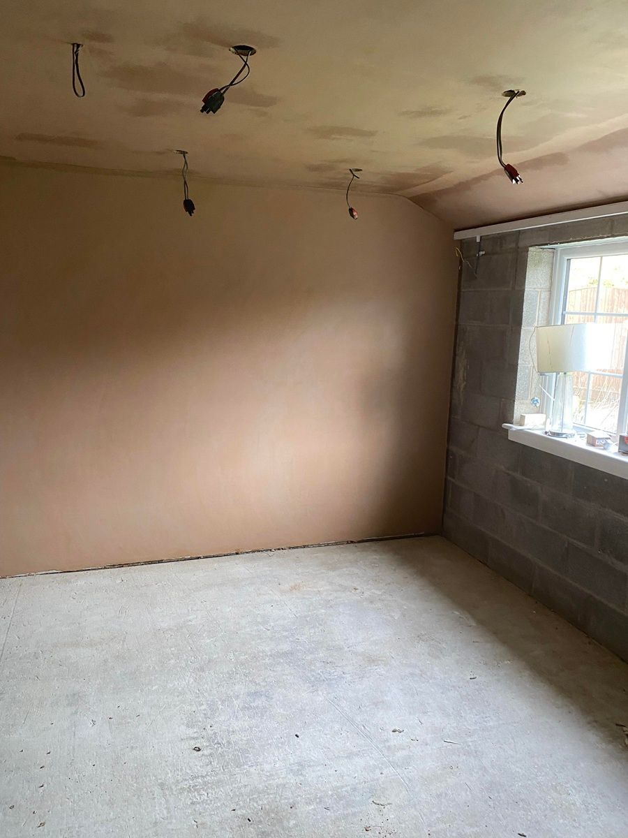 Plastering a wall at a home in chorley