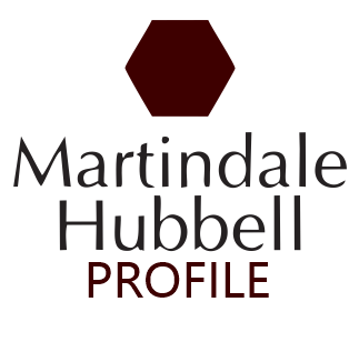 A logo for martindale hubbell profile with a red hexagon in the middle