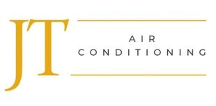 Logo for JT Air Conditioning. "JT" in gold letters, with "AIR CONDITIONING" beneath.