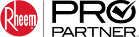 Rheem Pro Partner logo with a Rheem brand mark and a checkmark inside a circle.