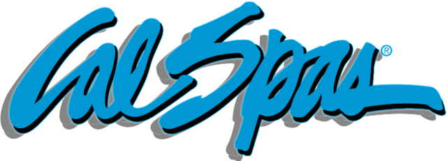 Cal Spas logo in blue, with a shadow.