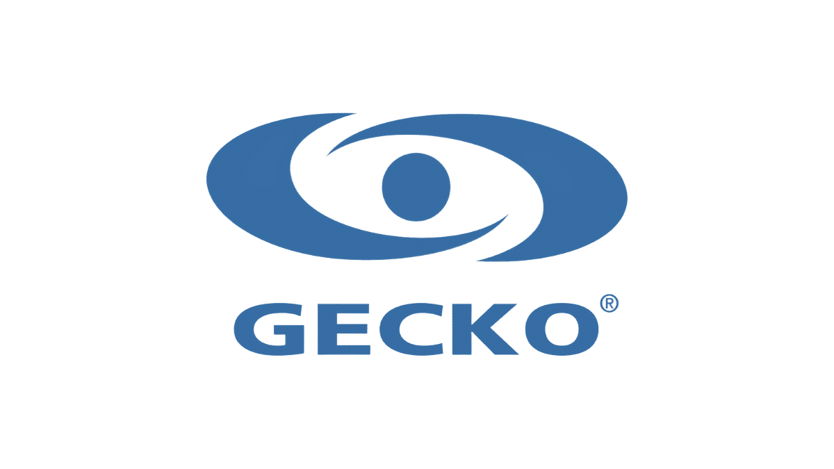 Blue oval logo with a white eye shape, the word 